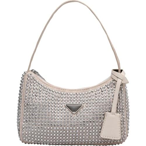 Bright Diamond Underarm Bag Womens Summer handbag 2021 New Fashion Luxury brand Handbag Shoulder Armpit Small Square Bag Purses