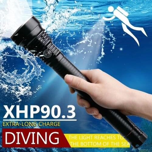 Super Bright 500 Diving Flashlight XHP90 Powerful Underwater Led Torch Light Rechargeable IPX8 Profession Waterproof Flash Light