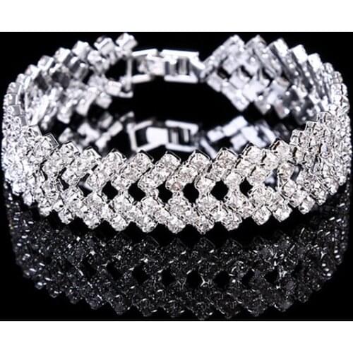 CZ Zircon Wedding Bracelet Rhinestone Bangles And Bracelets For Women Crystal Chain Engagement Jewelry Pulseras
