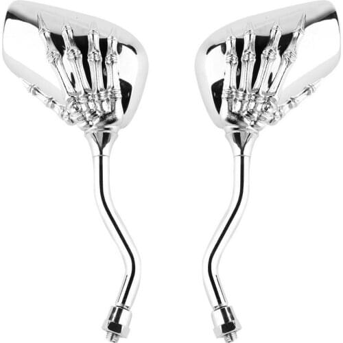Universal High Quality Motorcycle Chrome SKELETON HAND Claw Side Rear View Mirrors 10mm New Drop Shipping