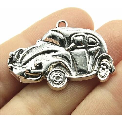 WYSIWYG 4pcs 39x26mm 2 Colors Antique Silver Color Antique Bronze Plated Vintage Car Pendant Lucky Car Pendant Lucky Car Charm