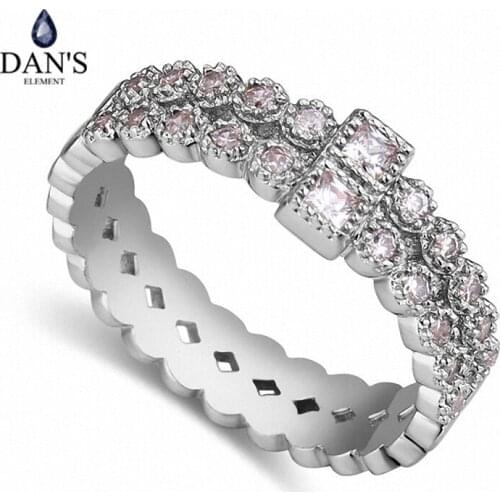 DANS Real Austrian Crystals Brand AAA Zirconia Micro Inlays Fashion Ring for women New Geometric 116502white