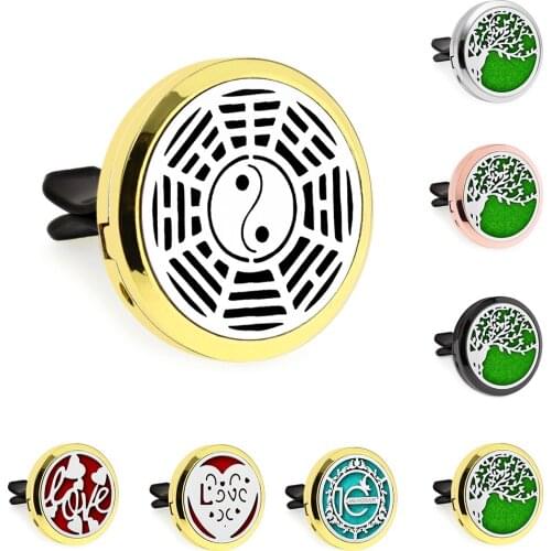 Gold Color Christmas Reindeer Yingyang 30mm Magnet Open Essential Oil Vent Clip Perfume Locket Car Diffuser Free 10 Pads