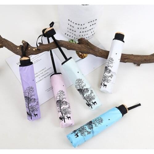 Quality Sun Umbrella Rain Women Fashion Princess Leaves Chinese Ink Painting Umbrellas Female Parasol Creative Female Gift