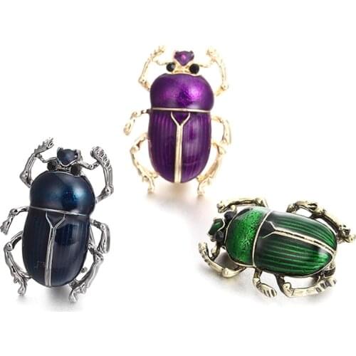 1pc New Vintage Jewelry Beetle Brooches For Women Kids Enamel Green Purple Animal Insects Brooch Jewelry