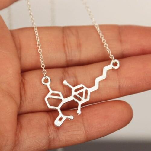 1Pc CBD Molecule Long Pendants Biology Molecule Necklace Mix Lots Link Chain Science Jewelry for Women Men