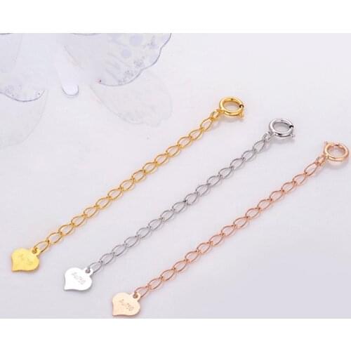 1PCS Real 18k Rose Gold Chain Luck Cable Extended Chain 3.5cmL / 1.37inch (Match Bracelet or Necklace)