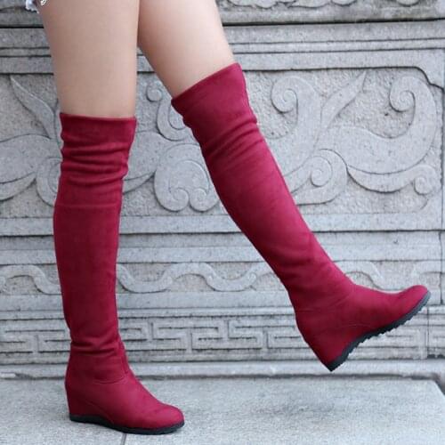 2020 Woman Boots Woman Rubber Platform Boots Spring Summer Over Knee Wedges Shoes Fashion Round Toe Woman Shoes Lady Footwear