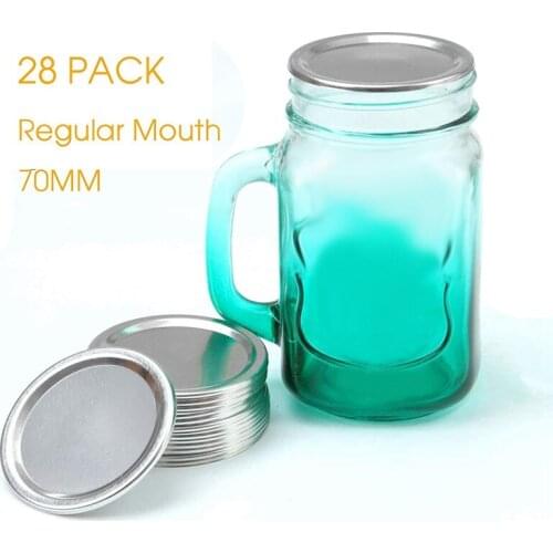 28 Pieces Regular Mouth Jar Lids Split-Type Sealing Lids Canning Jar Caps Lids Compatible with Mason Jar,70 mm (Silver)