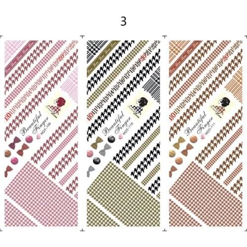 3 Sheet/Lot Retro Decorative Stickers Dotted Lattice Dutterfly Sticker DIY Slider For Manicure Nail Art Watermark Manicure Decor