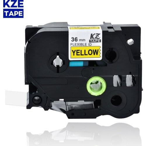 36mm Tze-FX661 Flexible label Black on Yellow Laminated Label Tape Flexible Cable Label Tapes TzeFX661 Tze FX661 for P-touch PT