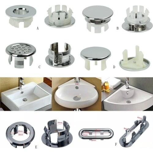 6 Assoeted Artistic Sink Overflow Spare Cover Chrome Trim Bathroom Ceramic Basin Bathroom Set Bathroom Basin Overflow Cover
