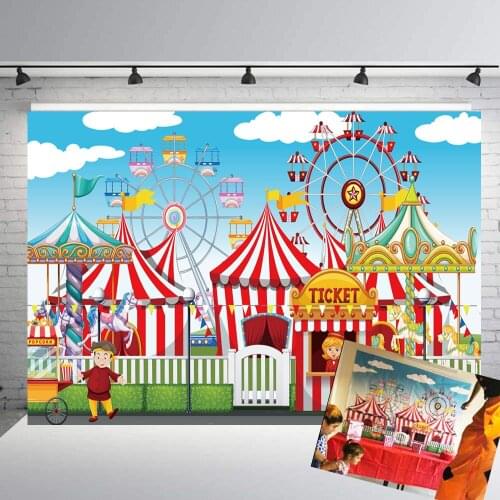 BIEPOTO Circus Carnival Backdrop for Photography Tents Playground Baby Shower Birthday Party Decor Photo Background Studio Props