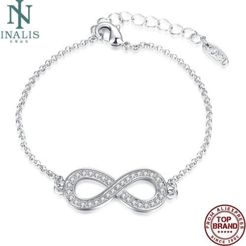 INALIS Link Bracelets For Women Simple 8 Shape With Crystal Romantic Trend Bracelet Anniversary Girl Fashion Jewelry New Arrival