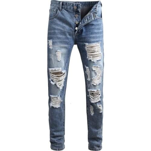2021 New Arrival Spring MenS Destroyed Ripped Jeans Homme Hombre Summer Autumn Hip Hop Streetwear Trousers Denim Pants 29-42
