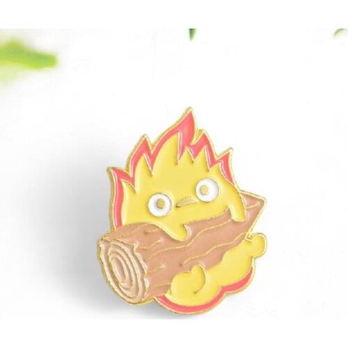 Calcifer Enamel Pin Custom Japanese Anime Brooches Fire Elf Badge for Bag Lapel Pin Buckle Howl Jewelry Gift for Friends