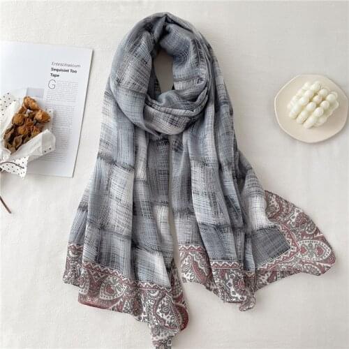 Cotton Soft Scarf Large 180*90cm Neckerchief Hijab Headscarf for Women Warm 2021 Print Splice Pashmina Female Foulard Bandana
