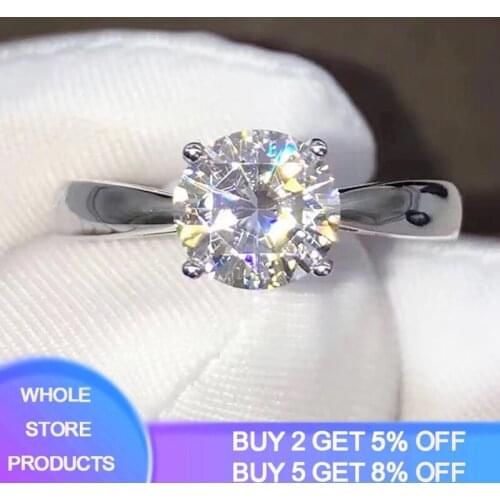 With Certificate 2 Carat 18K White Gold Engagement Rings For Women Original Silver 925 Jewelry Wedding Bands Bride Accessories