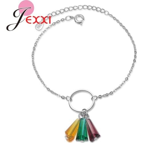 Beautiful Colorful Austrian Crystal 925 Sterling Silver Bracelet For Women Wedding Party Jewelry Female Bracelet Wholesale