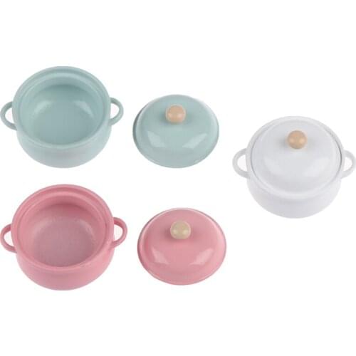 WOADA 1:12 Dollhouse Miniature Metal Cooking Soup Pot Cookware Dollhouse Kitchen Accessories Miniature Hot Pot