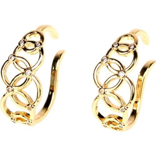 EYIKA Fashion Zircon Twine Circle Cilp Earring for Women Girl Gold Silver Color No Pierced Ear Bone Clip Unique Design Jewelry
