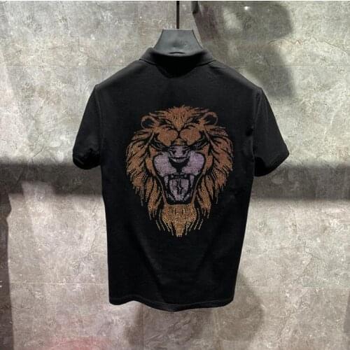 Mens cotton short-sleeved Rhinestones fashion casual Breathable polo shirt Summer new men polo shirt high quality