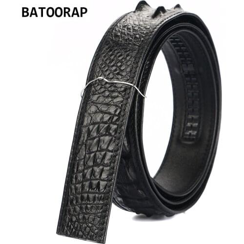2021 Brand Top High-end Crocodile Spine Belt Luxury Designer Men Automatic Buckle Belt Black Brown Does not include belt buckle