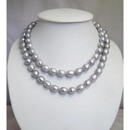 New Arrival Favorite Pearl Necklace AA 9-10mm Rice Gray Genuine Freshwater Pearl Bridesmaid Gift Women Jewelry