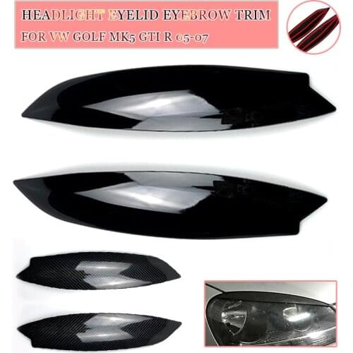 Pair CarbonLook Headlights Eyebrow Eyelids Chrome Trim Cover For Volkswagen For VW GOLF MK5 GTI R 2005 2006 2007 Car Styling