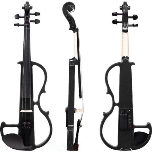 Full Size 4/4 Silent Electric Violin Solid Wood Basswood Panel Aluminum Alloy String With Headphone Case Rosin Connect Line VL02