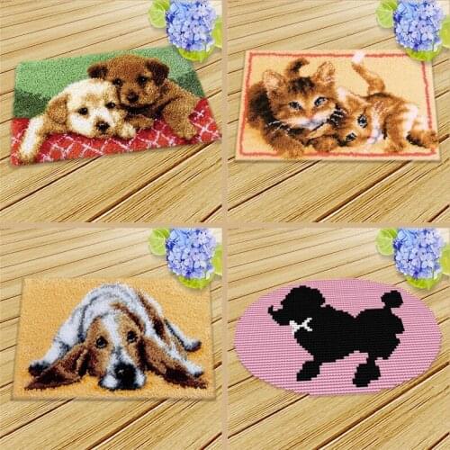 Pulaqi DIY Handmade Crafts Dog Latch Hook Rug Kits Cushion Carpet Embroidery Cushion Latch Hook Size-50*30 CM Latch Hook Decor F