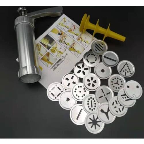 Manual Cookie Press Kit with 4 Nozzles 20 Dies Cookie Molds Stainless Steel Biscuit Machine Set Cookie Cutter Set Biscuit Maker