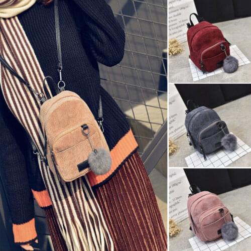 Fashion Women Backpack Girls Cute Small Corduroy Backpack School Bags Small Travel Mini Shoulder Bag