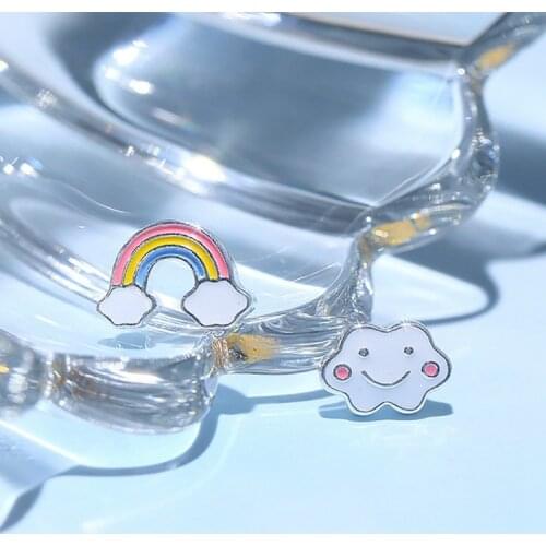 Cute Rainbow Clouds Stud Earrings Funny Cartoon Earrings for Women Girl Sweet Jewelry Gift