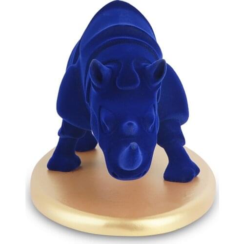 Resin Statue Figurine Rhino Sculpture Animal Decor for Home Car Office Room