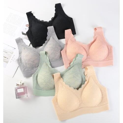 Thailand Latex Sports Bra for Women Without Underwire, Small Breasts Gathered Together Without Trace Vest Bra, Lace Beauty Back