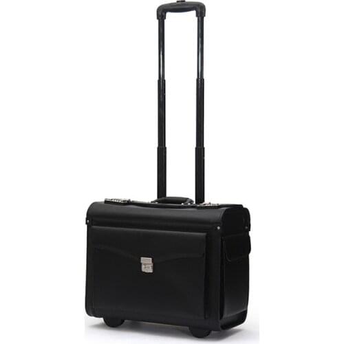 Travel tale 19 inch Black carry on suitcase PU leather cabin trolley busy boarding crew luggage