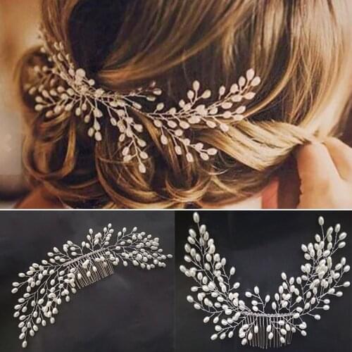 Bride Hair Comb Imitation Pearl Ladies Hair Clip Charming Hairpin Women Trendy Wedding Party White Hairwear Jewelry Accessories