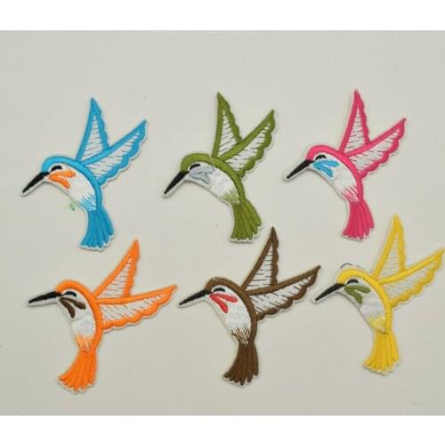 120ps Small Bird Iron on Applique Patch Embroidered Patches Sew On Design for DIY Craft 6colors