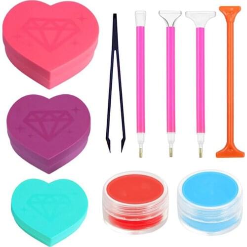18/31Pieces 5D Diamond Painting Tool Heart-Shaped Diamond Tray Box With Point Drill Pen And Clay Wax Tweezers Accessories