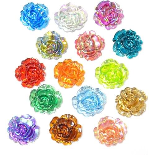 25pcs 28mm Blue AB Sewn Large Flower Rhinestone Applique Flatback Decorative Strass Crystal Sewing Stones for Needlework