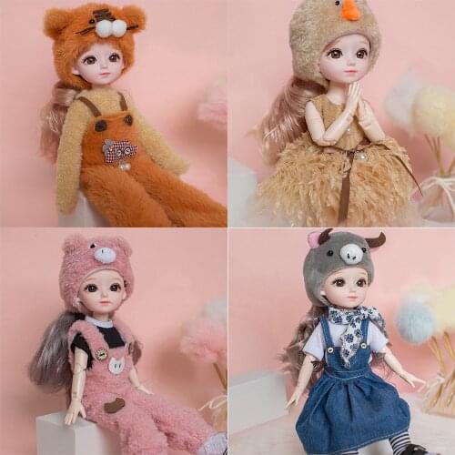 30CM Fashion Animal Bear Bjd Doll Colorful Clothes T-shirt For Girl Handmade Beauty Toy 1/6 BJD Yosd Baby Doll Clothes