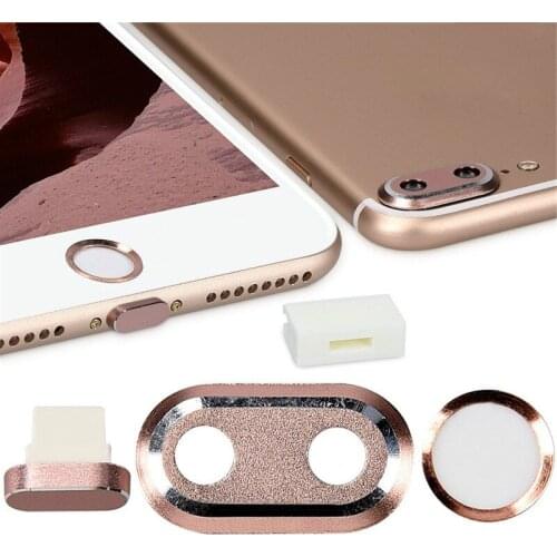 4 In 1 Phone Protective Set Touch Id Home Button Sticker & Dust Plug Len Protector for IPhone X 7 8 Plus IPhone7 IPhone8 IPhonex