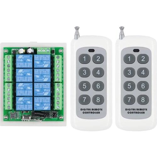 433Mhz DC 12V 8 CH RF Wireless Remote Control Switch Remote Control System 8CH Relay Receiver +8 Button Transmitter