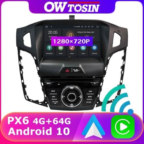 8" IPS 1280*720P PX6 4+64G Android 10.0 Car DVD Media Radio GPS Wireless Carplay For Ford Focus 3 2012-2014 Bluetooth 5.0 5*USB