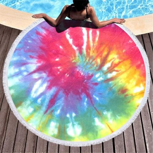 Big Round Beach Towel Abstract Pattern Beach Towel Round Beach Towel Printed Microfiber Swimming Changing Robe Bath Towels