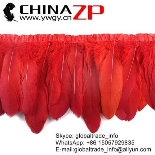 CHINAZP Factory Wholesale Price for Per Yard Selected Good Quality Dyed Red Goose Nagoire and Satinettes Feather Trim