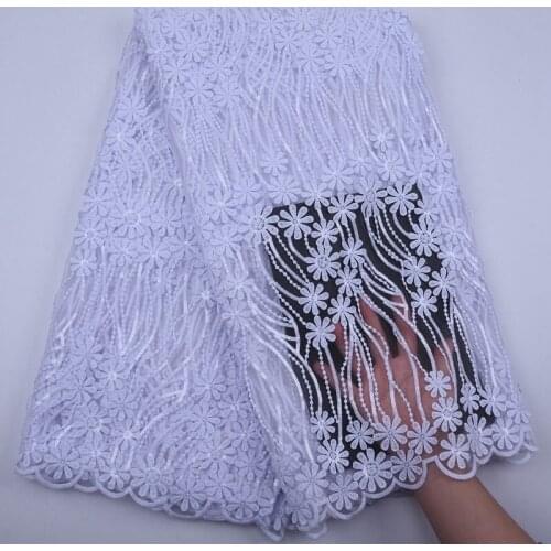 Pure White 3D Tulle Lace Embroidery French Milk Silk Lace Fabric With Sequins High Quality African Lace Fabric For Wedding S1805