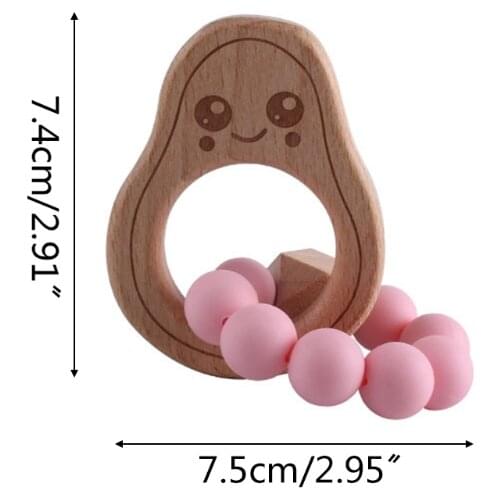 Baby Pacifier Chain Beech Wooden Avocado Bracelet Teether Nipple Dummy Clip Holder Infants BPA Free Silicone Beads Teething Soot