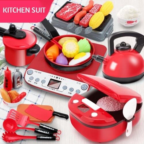 Children Play House Kitchen Toys Simulation Kitchenware Early Education Learning Kit Girl Cooking Rice Cooker Toy Kids Kitchen